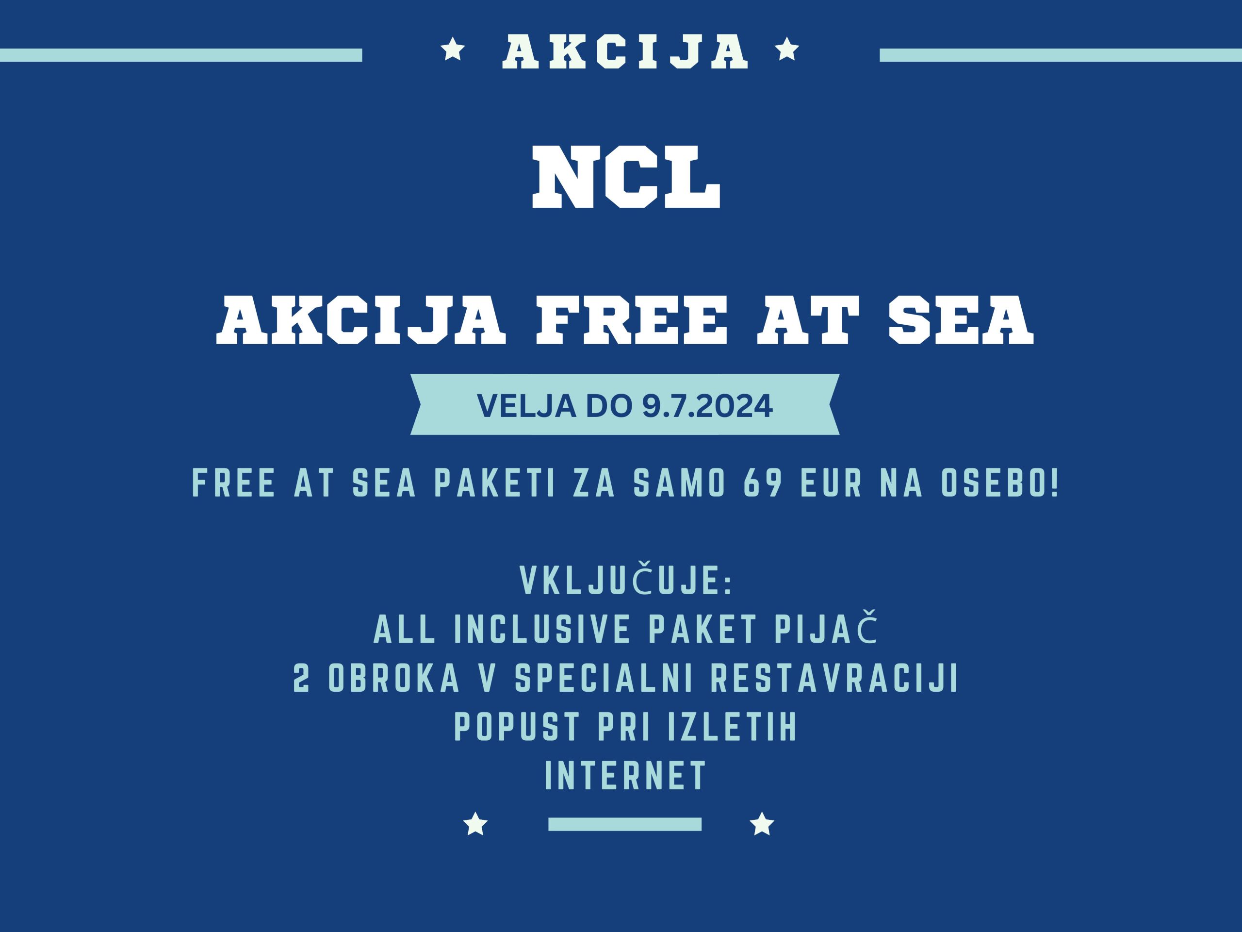 Ncl Cruises – Free at sea akcija