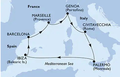 Poletno križarjenje po zahodnem Sredozemlju z Msc Seaview
