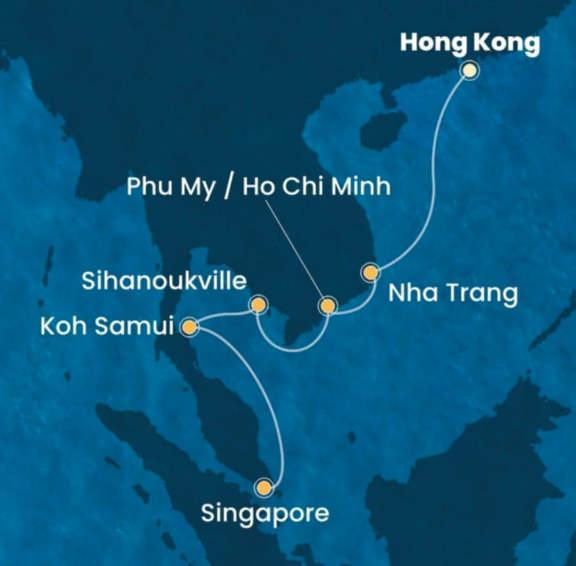 Costa Serena 7 dnevna daljnoazijska križarjenja iz Hong Konga odhodi med Januarjem in Junijem 2026