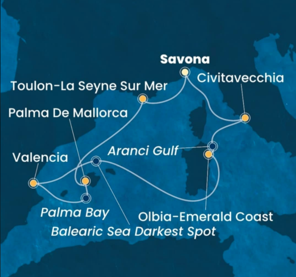 Costa Pacifica 7 dnevna sredozemska križarjenja iz Civitavecchie od aprila do novembra 2026
