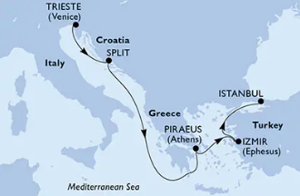 MSC Splendida 22.4.2027, Trst-Istanbul