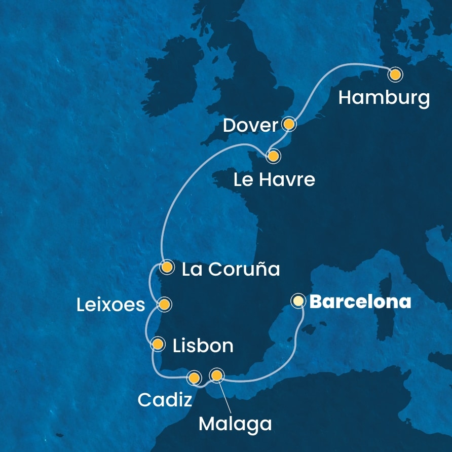 Costa Favolosa 6.5.2026, Barcelona-Hamburg