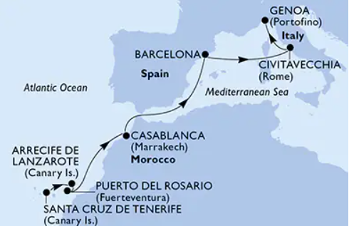 MSC Musica 12.4.2026, Tenerife-Genova