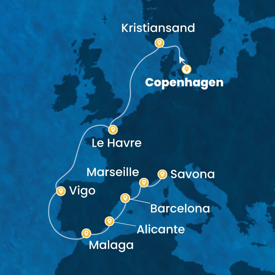 Costa Diadema iz Kopenhagna do Savone 12 dni